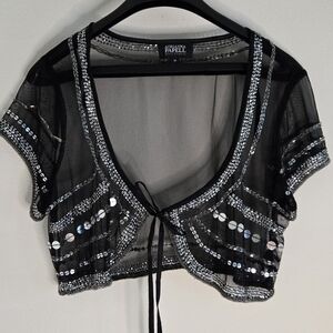 Adrianna Papell Black Sequin Top